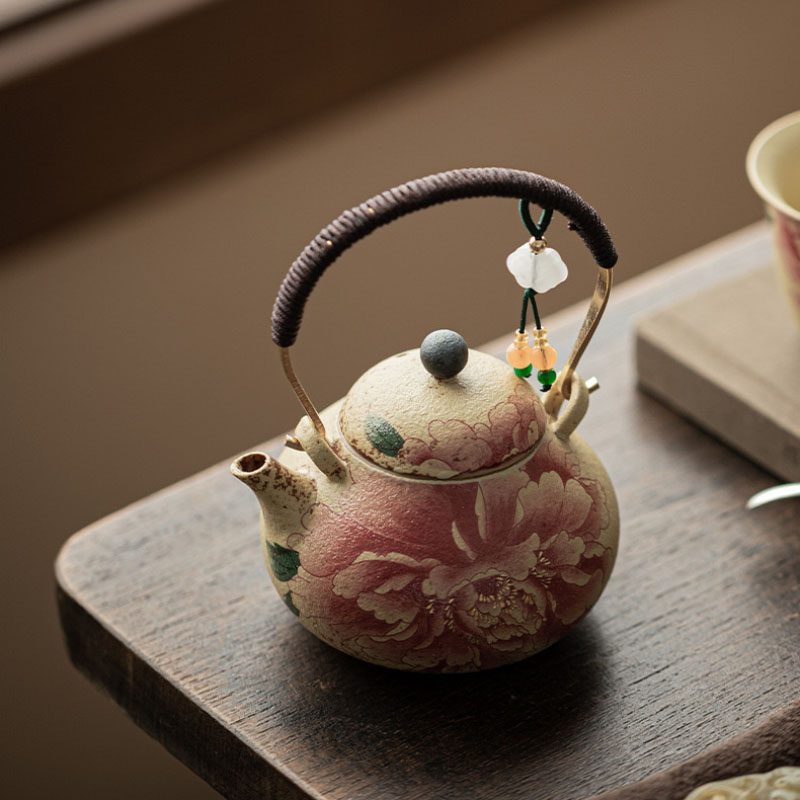 “Peony” Tea Ceremony Gift Set in Case, 110 ml Teapot and Two 50 ml Tea Cups photo