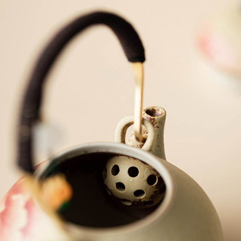 “Peony” Tea Ceremony Gift Set in Case, 110 ml Teapot and Two 50 ml Tea Cups photo
